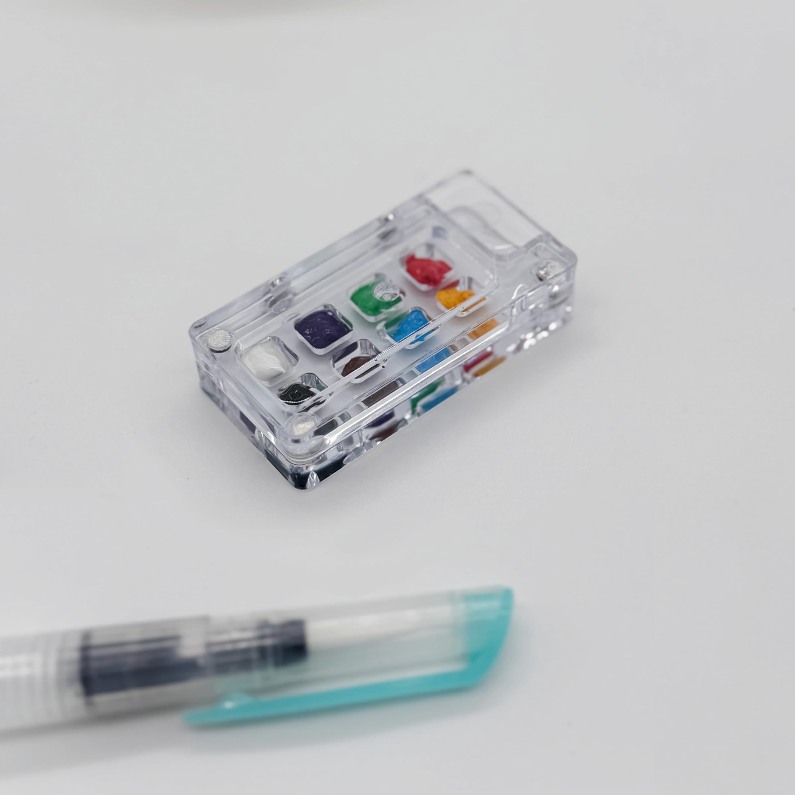 Kit per acquerello portatile | Set completo di taccuino 12 x 12 cm, Paletta pieghevole, 12 colori acrilici, pennello d'acqua e pinza, ideale per viaggi, regalo artistico
