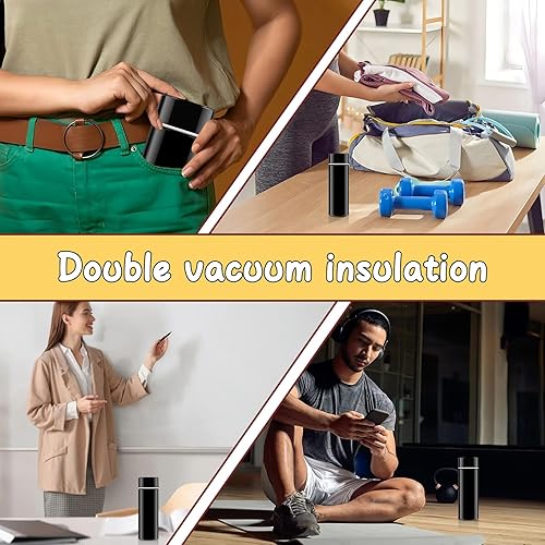 Miniatura 7 de Mini botellas de agua de 4.4 onzas, pequeña botella de acero inoxidable aislada, botella de agua portátil pequeña aislada, frasco a prueba de fugas