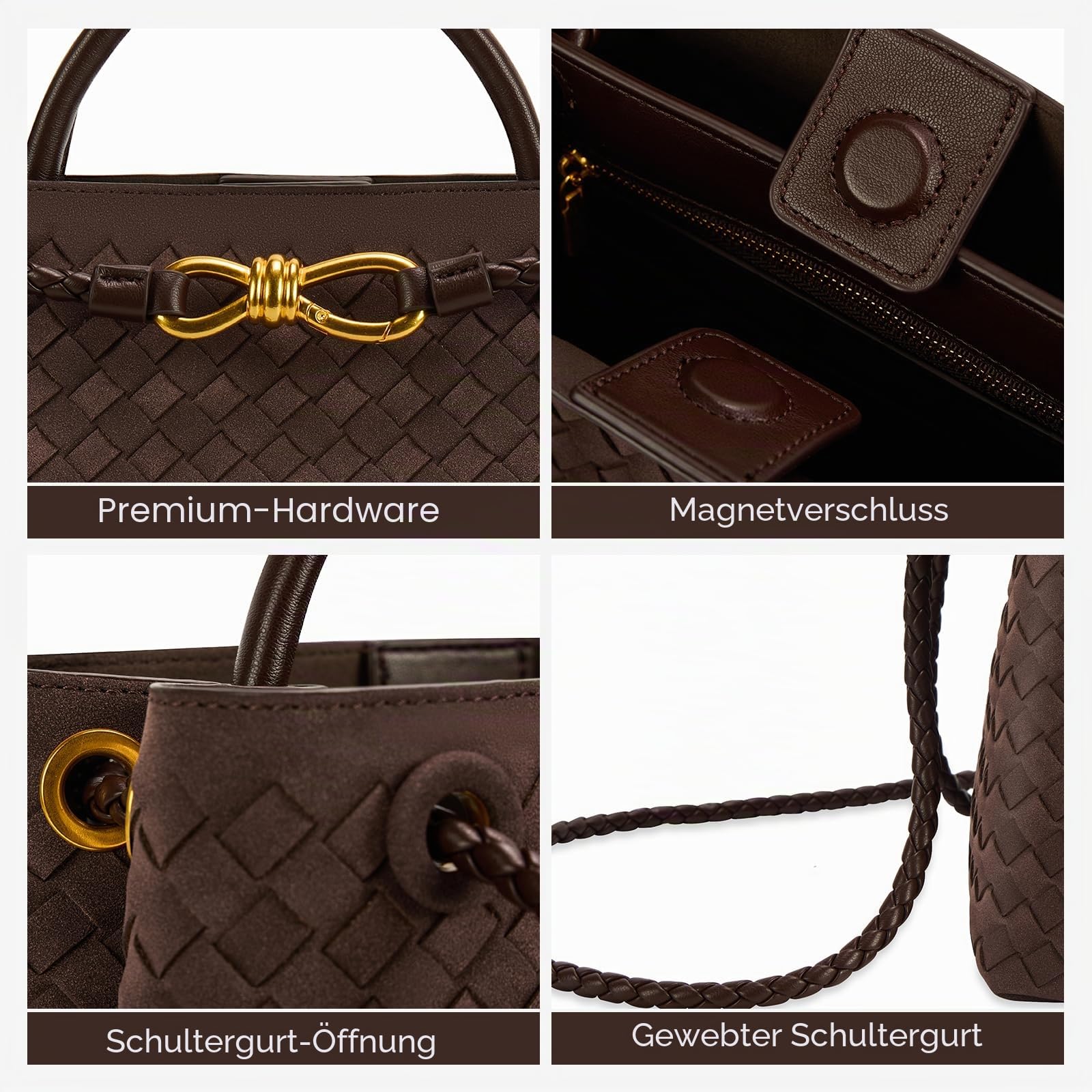 Gewebte Tragetasche für Damen, Leder, Schultertasche, Designer-Handtasche mit Tragegriff oben