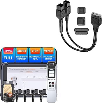 THINKSCAN 689BT TPMS Combos With 12+8 Connector, Professional OBD2 Scanner Diagnostic Tool with TPMS, Activate/Read/Learn Sensor Tool with VENU iPro, Programming SensorsPack in 315/433MHz VENU5 Only