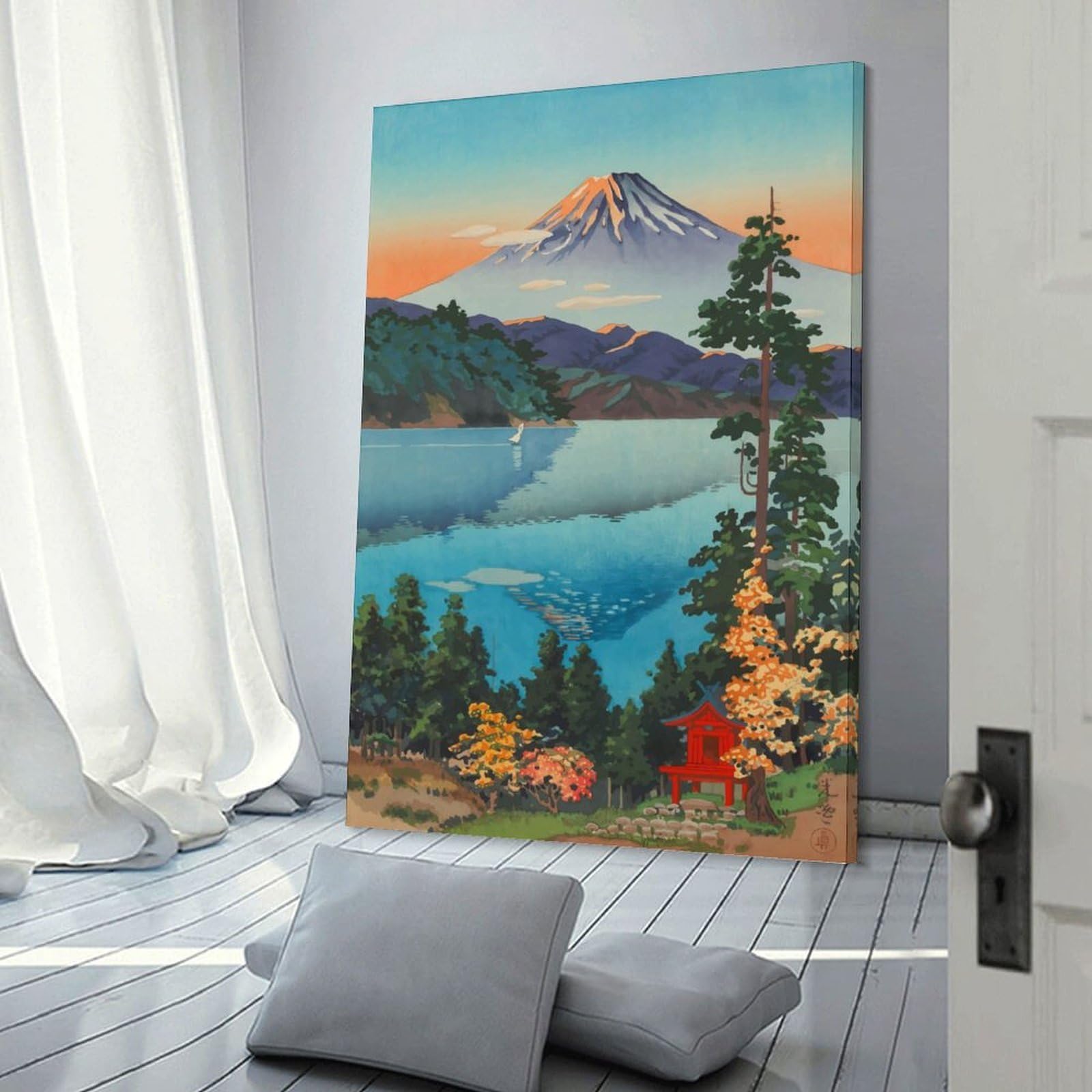Junmoney Lake Ashi Canvas Art Print 20x30inch(50x75cm), for Calm Bedrooms, Home Corners Or Flats, An Easy Wall Refresh for Bedrooms