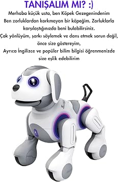 22 Fonksiyonlu Şarjlı Uzaktan Kumandalı Ve El Sensörlü 28 Cm Akıllı Robot Köpek Sesli Işıklı Programlama Dans Havlama Ve Elle Kontrol Smart Dog