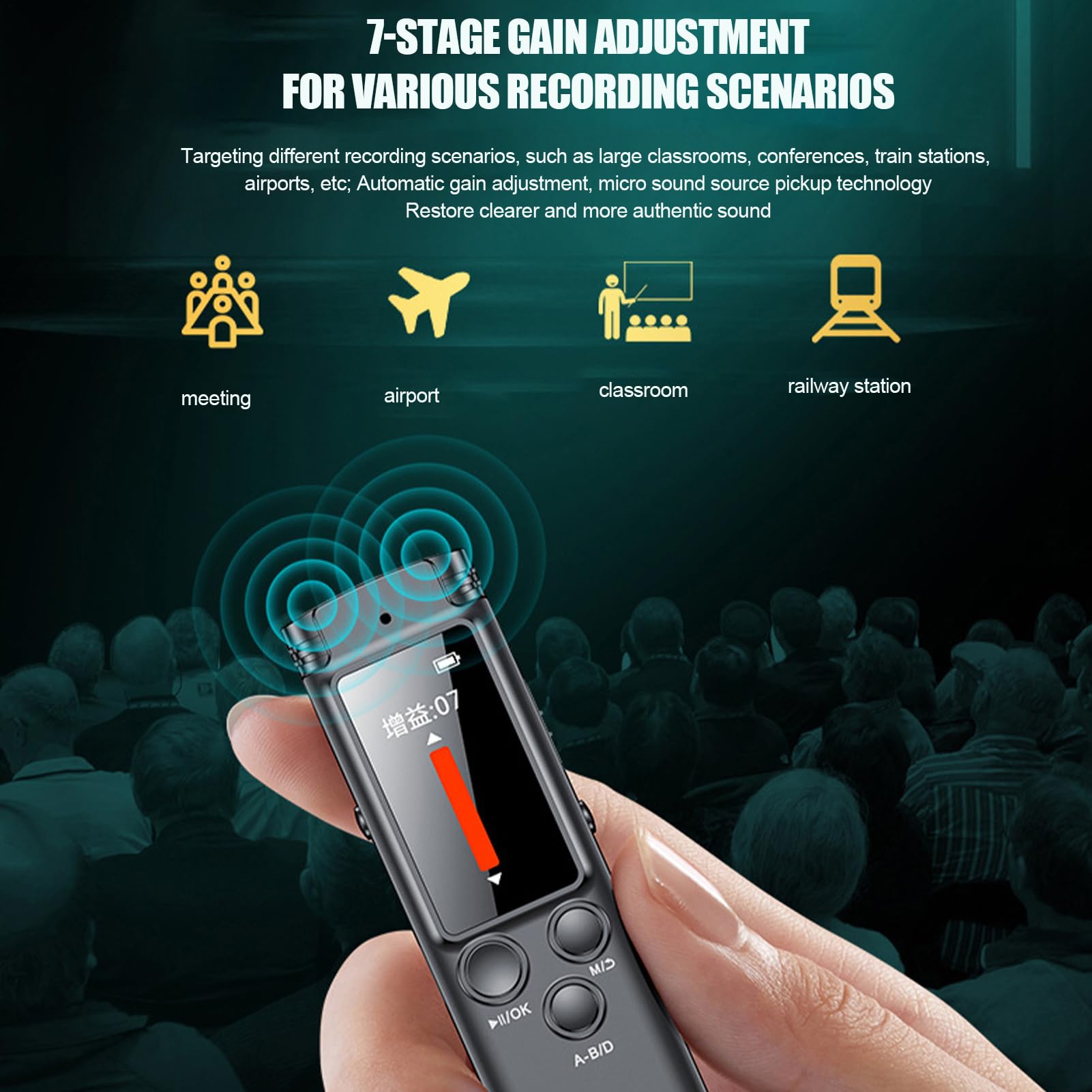Grabadora de audio de sonido, dispositivos de grabación para reuniones | Grabadoras de voz protegidas por contraseña: reducción de ruido, micrófono doble, dictáfono de calidad HD para Jourali
