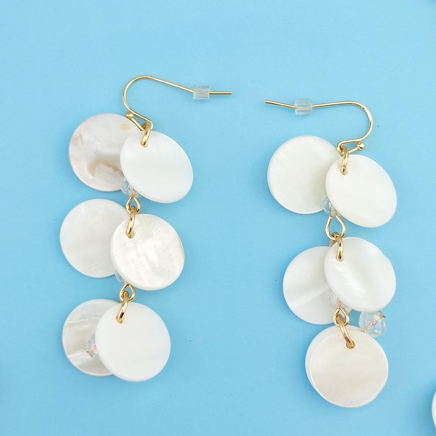 Miniatura 5 de BOCAR 2 Layer Statement Choker Shell Necklace and Earring Set for Women Gift