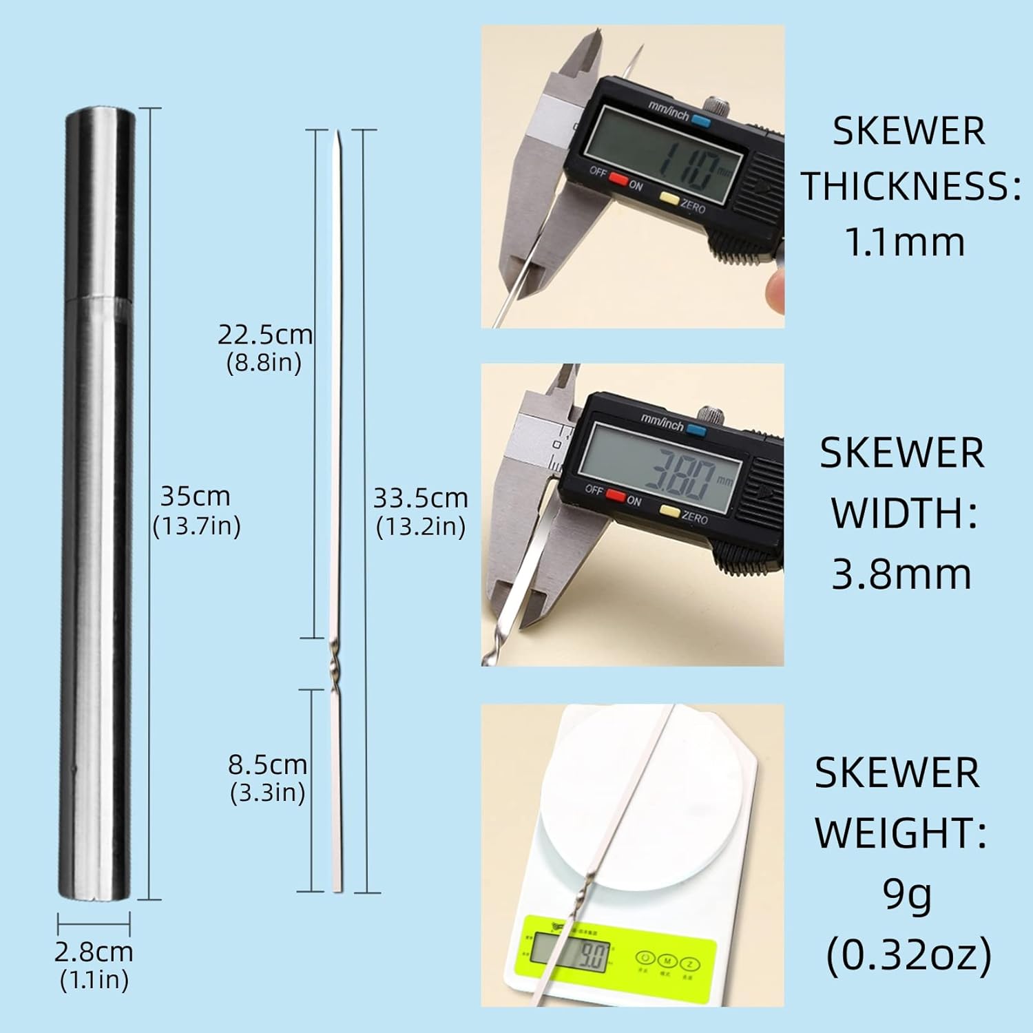 WILLBBQ 304 Stainless Steel Flat Barbecue Skewers,20PCS/40PCS BBQ Kebab Skewers with Portable Metal Storage Tube,Reusable for Grilling Barbecue Kitchen Party and Outdoor Cooking (40) : Patio, Lawn & Garden