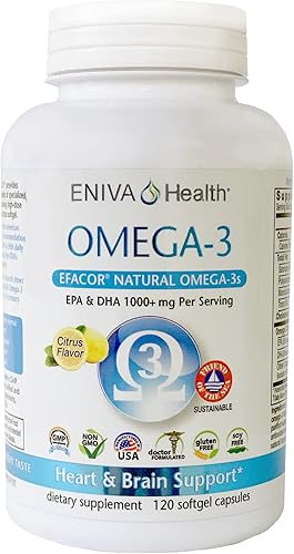 Eniva Health Aceite de pescado Omega-3 1120 mg Suplemento diario de aceite de pescado de alta calidad de EPADHA para el corazón el cerebro y el