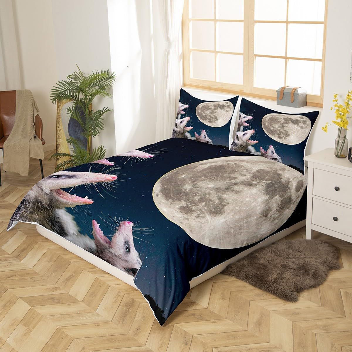 Opossum - Set di biancheria da letto per bambini e ragazzi, con opossum, ultra morbido, con motivo