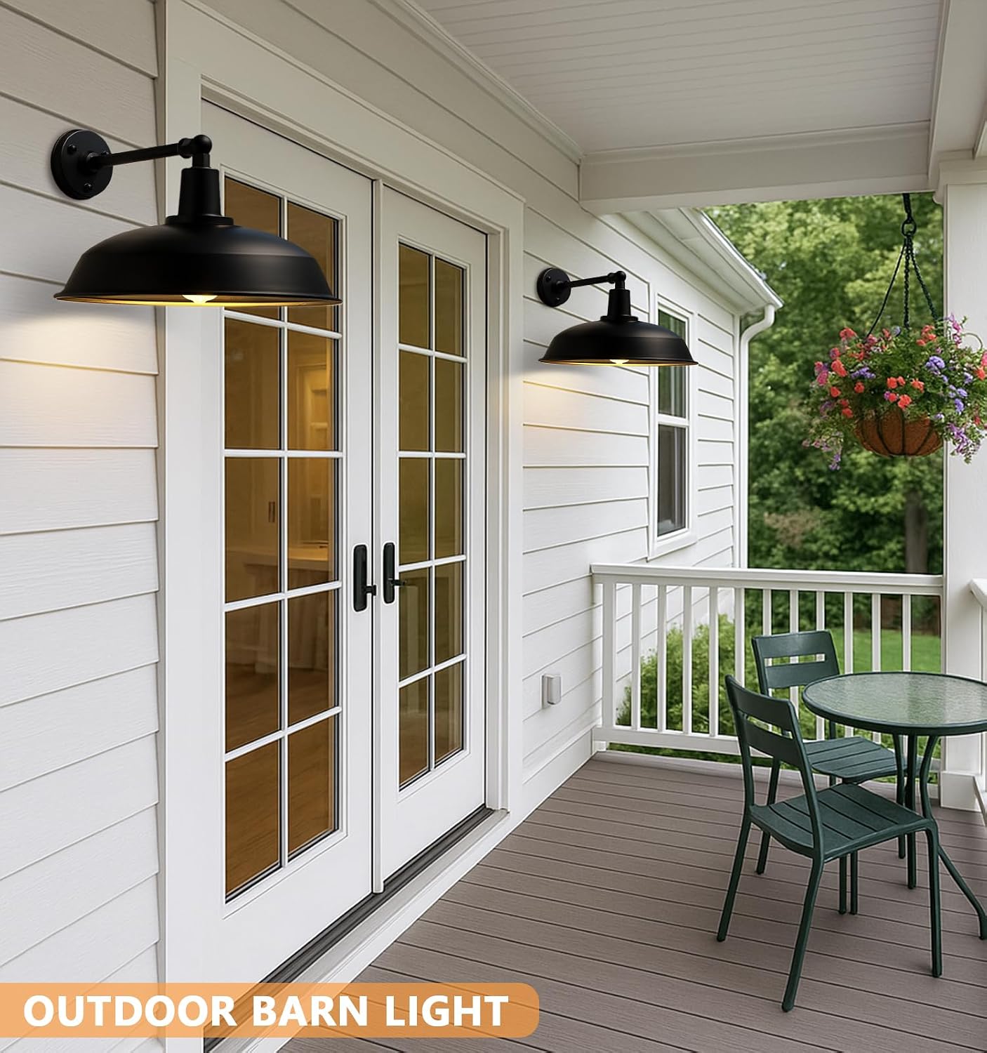 24" Extra Large Outdoor Barn Light, Straight Arm Barn Light, Black Farmhouse Industrial Style, Waterproof and Rustproof, Designed for Large garages and barns.