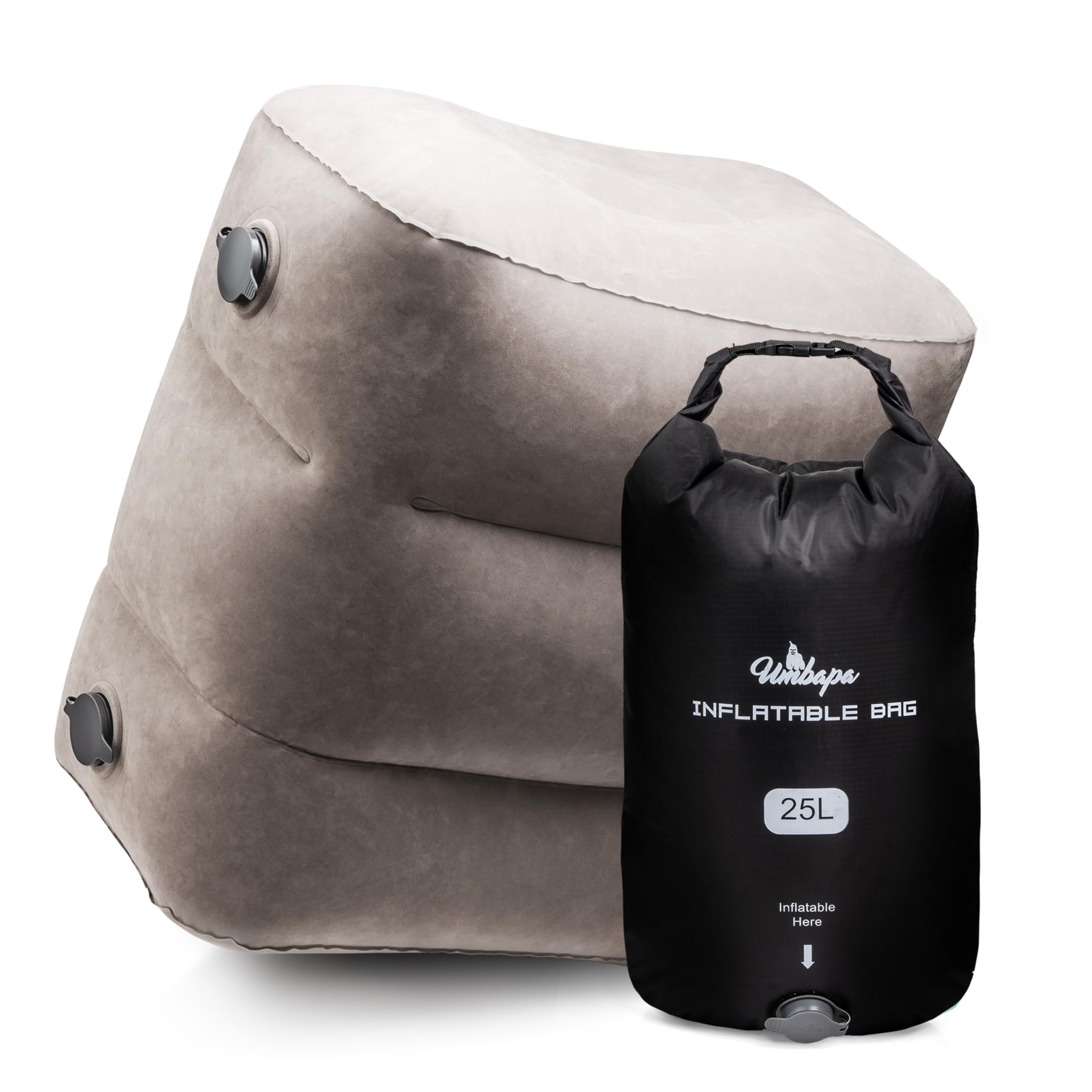 UMBAPA Repose-Pieds Gonflable Gris Chaud - Compagnon Voyage Confortable Avec Sac De Gonflage