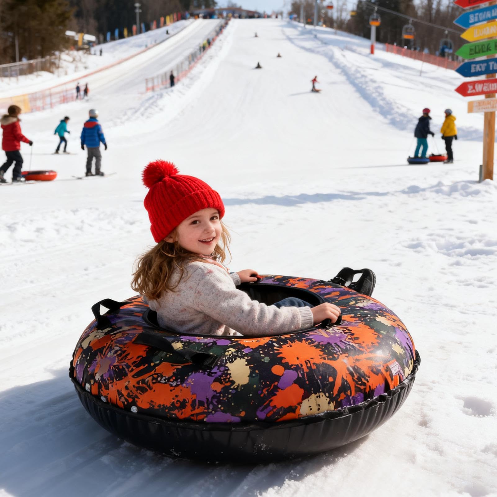 Bouée de Luge Bouée Gonflable 104 cm avec Poignée | Bouée à Neige Renforcée pour Piscine Hiver Extérieur Adultes Camping Pêche Pelouse Noël
