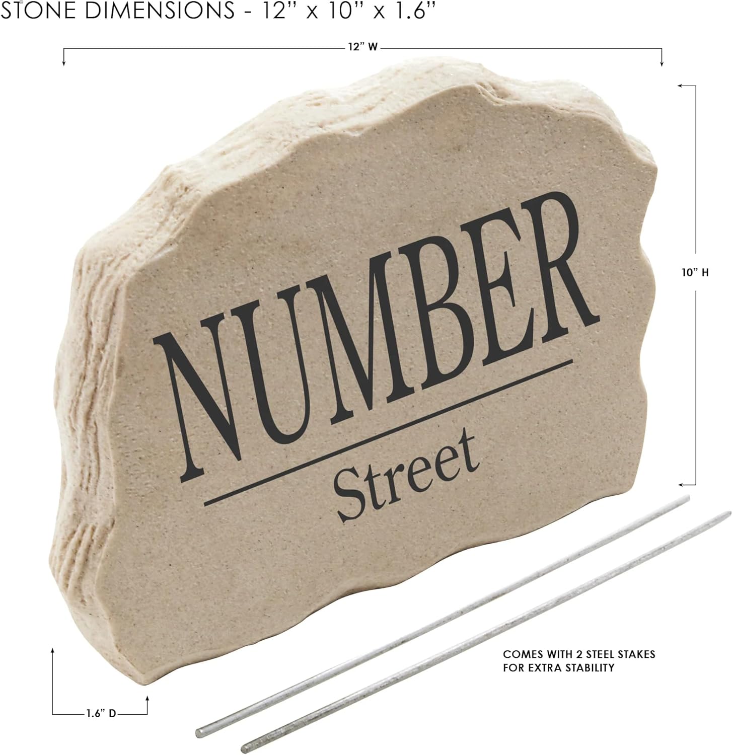 Custom Address Garden Stone Sign – Personalized House Number Yard Decor, Outdoor Lawn Plaque, Weather-Resistant Resin Stone, Gift for Homeowners, Housewarming, Mom or Grandma