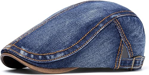 Miniatura 17 de Quanhaigou Gorras de mezclilla unisex estilo Newsboy, planas, Ivy Gatsby, para taxistas, gorros de conducción, de algodón, gorra de papá