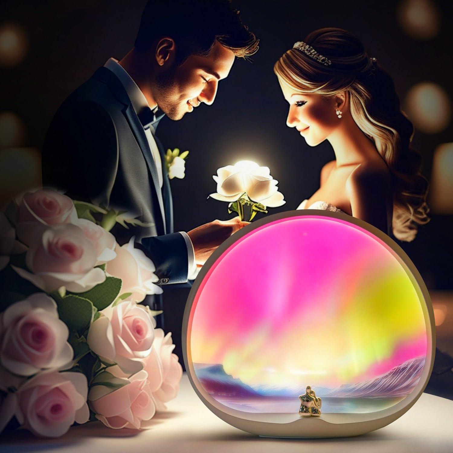 RexDigi Aurora Light Gift Home Decor Lighting for Wedding Anniversary Valentine's Day Christmas New Year, 8 cm x 22 cm x 20 cm - Image 3
