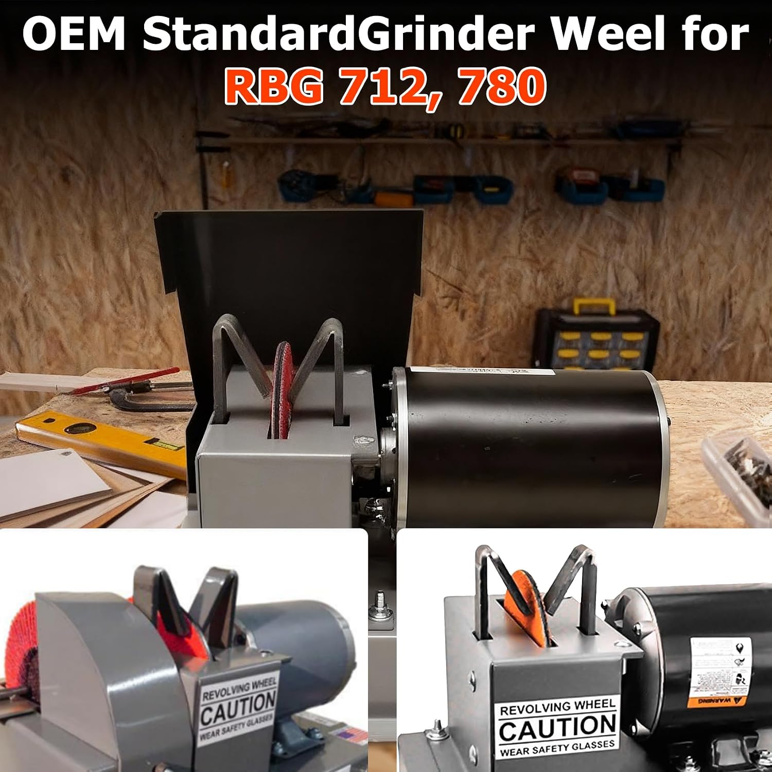 9" x 1/4" x 5/8" disc Grinding Wheel can Compatible with RBG 934,950,981models, Also can use the 9-inch Lawn Mower Blade Grinder, Please Measure Your Wheel and Make Sure it is 9"
