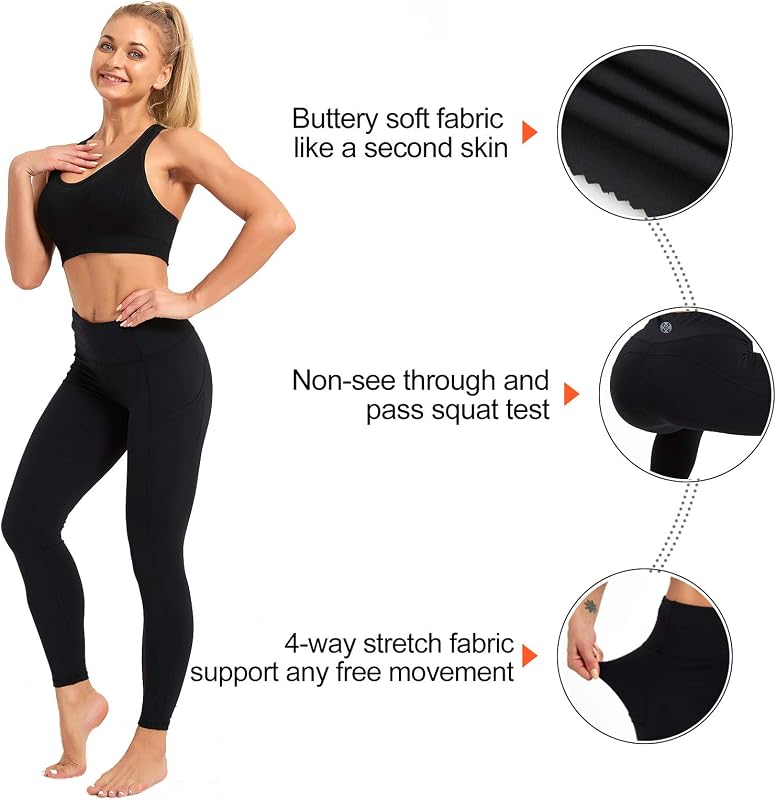 SP3LOPS Yoga Pants with Pockets for Women High Waisted Tummy Control Women's Buttery Soft Yoga Workout Leggings Running Pants Black image 3