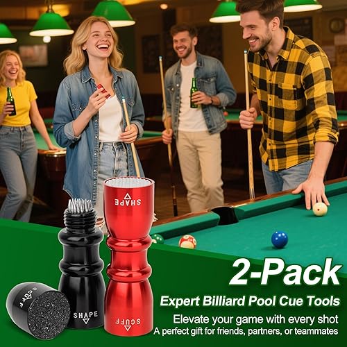 Miniatura 2 de Paquete de 2 herramientas de punta de taco de billar de alta calidad, moldeador de punta de taco de billar 3 en 1, accesorios de billar compactos y