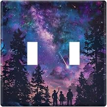 Meteor Shower Galaxy Wall Plates, Double Toggle Light Switch Cover Wall Plate 2 Gang, Decorator Light Switch Cover, Standard Size Wall Plates for Bedroom Home Decor