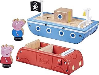 Peppa Pig Toys Wooden Car and Wooden Boat Made from Responsibly Sourced Wood, Wooden Toys for 2 Year Old Girls and Boys and Up