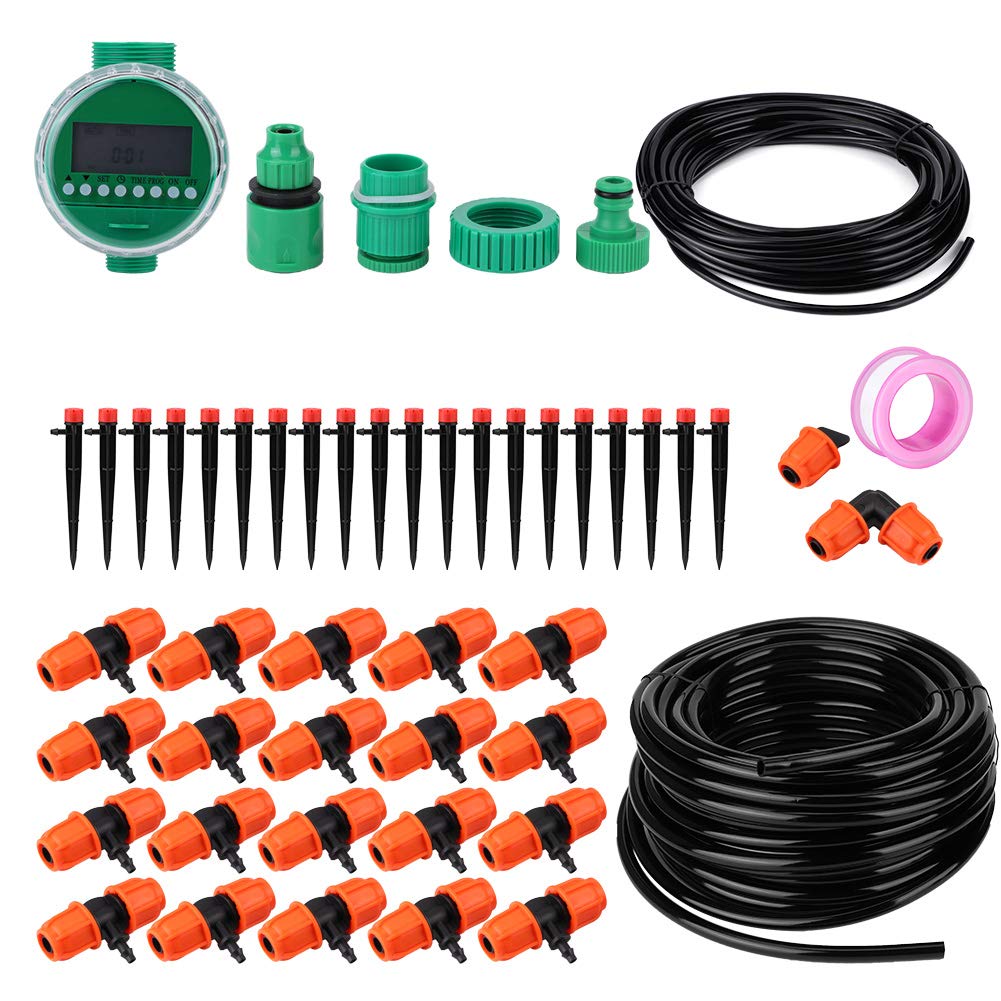 FLEXMAN Riego por Goteo, Tubo Riego 20 M, Riego Automático para Ahorro Agua con 8 Orificios, Kit Riego por Goteo para Exteriores, Cama Elevada, Césped,Verde