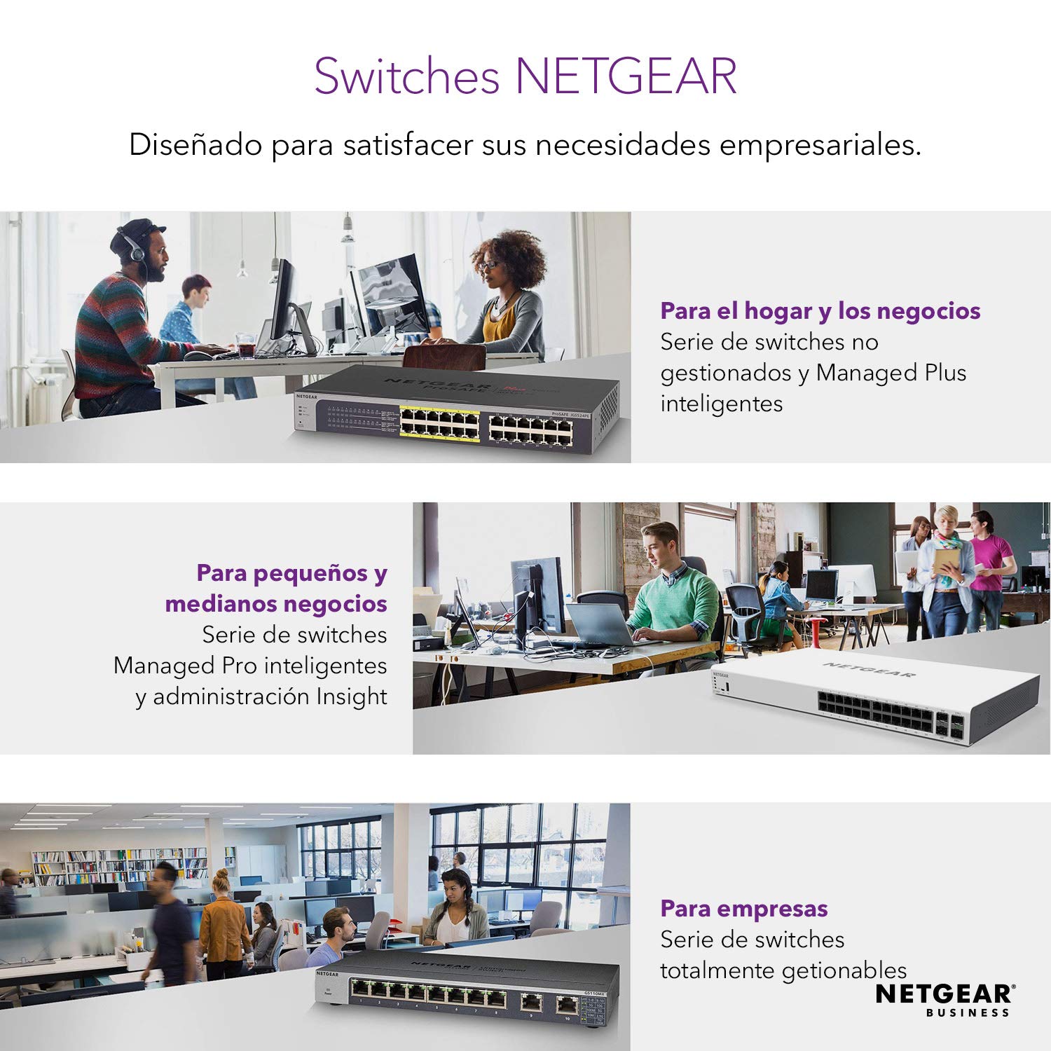 Netgear GS716TP - Switch de Red conmutador Gigabit Ethernet PoE+ Smart Managed Pro de 16 Puertos gestionable con 2 Puertos SFP de 180 W y gestión en la Nube Insight
