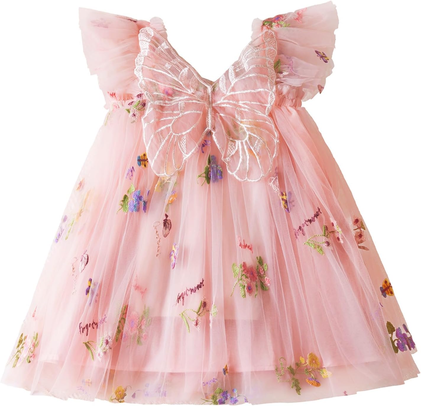 Baby Girl Butterfly Dress Toddler Sleeveless Summer Tutu Mesh Tulle Dresses Birthday Party Wedding Gifts for Girls 6 Months-5 Years