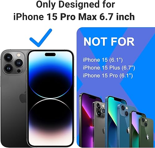 Miniatura 2 de Temdan Funda con soporte magnético para iPhone 15 Pro Max, soporte magnético invisible, compatible con MagSafe, protector de cámara y protector de