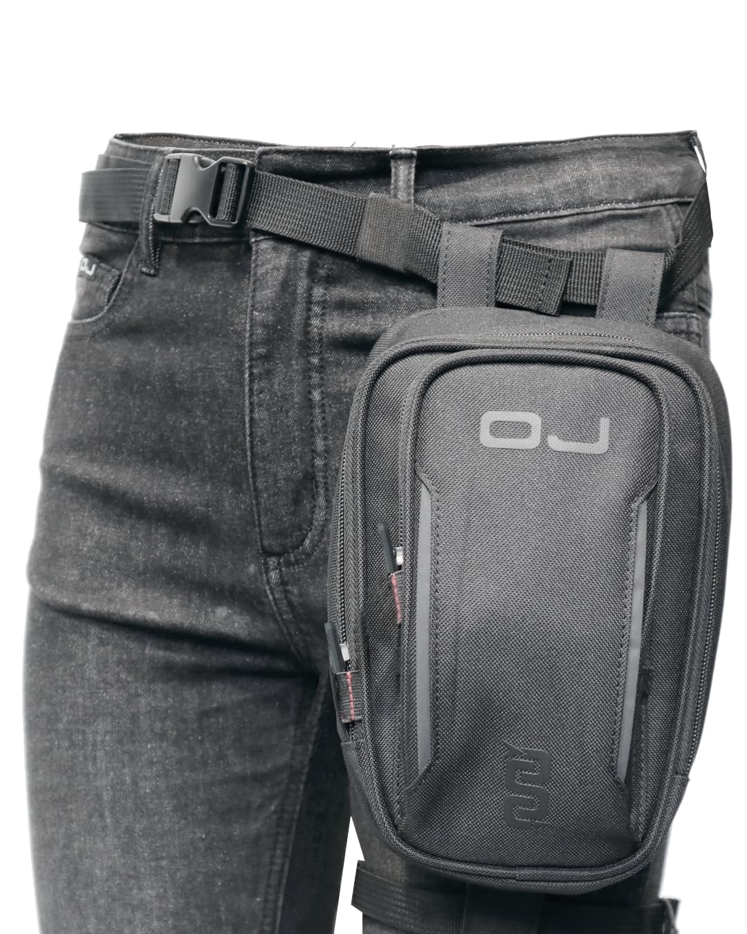 OJ Marsupio da Gamba City Track per Moto, 15x21x5 cm, 1,​5 L, con Cover Antipioggia, Nero