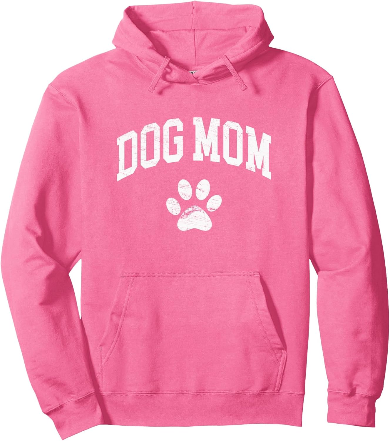 Dog Mom - Vintage Distressed Design - Funny Dog Paw Pullover Hoodie