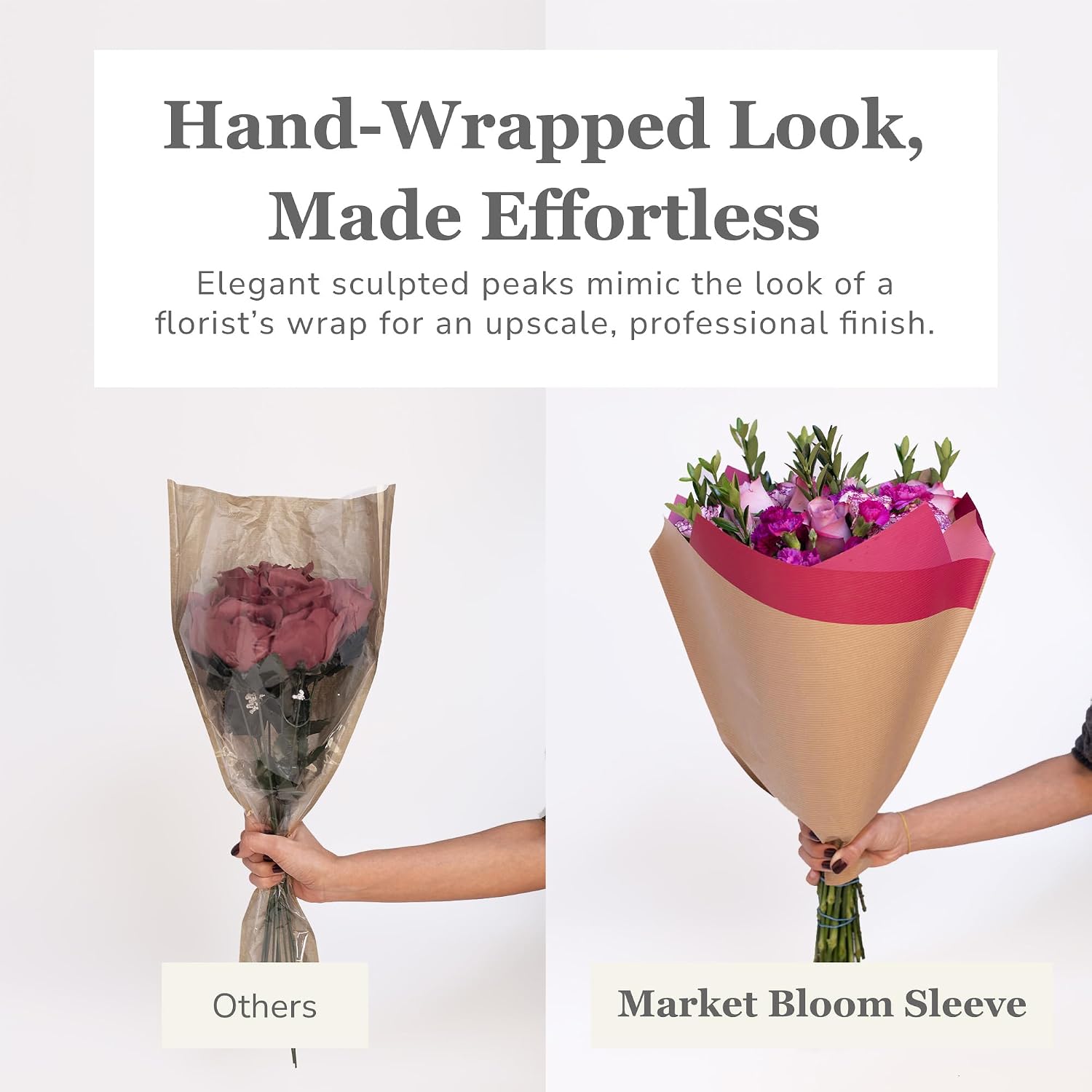 Market Bloom Sleeves 20 Pack 17.3 x 17.2 x 5.60 Inch FSC Certified Flower Bouquet Wrapping Paper, Flower Bouquet Bags Kraft Paper Sleeves, Gift-Ready for Wedding, Birthday, Pink image 5