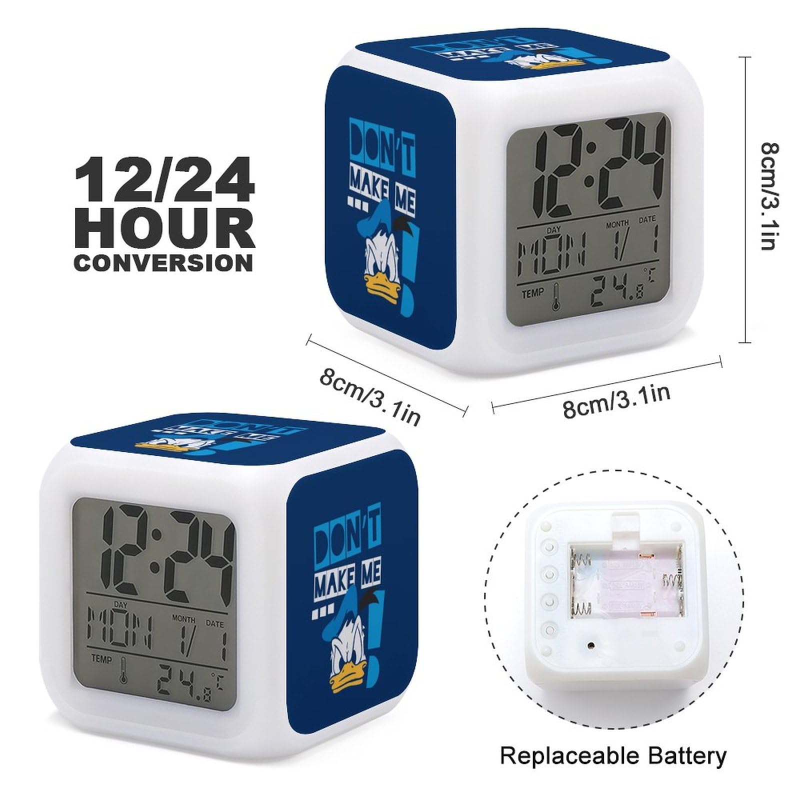 Amazon.co.jp: ドナルドダック 目覚まし時計 デジタル置き時計 温度