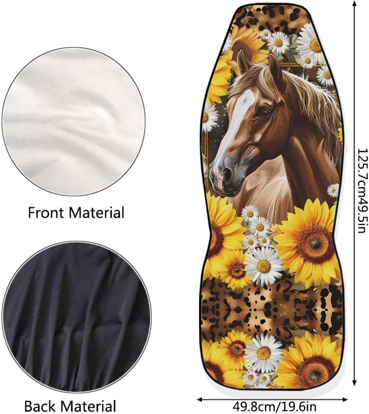 Cozeyat Sunflower Horse Car Front Seat Covers Breathable Seat Protector Cover for Summer Universal Fit Car Seat Cover Car Interior Accessories