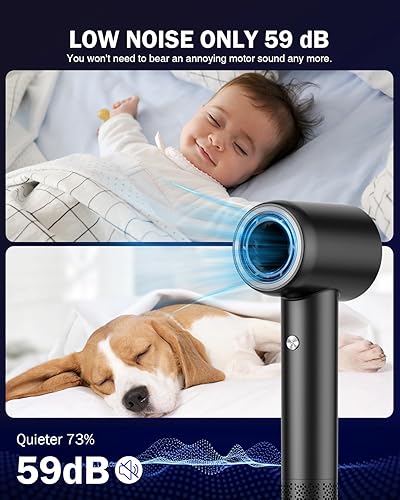 Miniatura 7 de Secador de pelo, secador iónico de alta velocidad con motor sin escobillas de 110, 000 RPM para secado rápido, 1500 W de bajo ruido termo-control 4