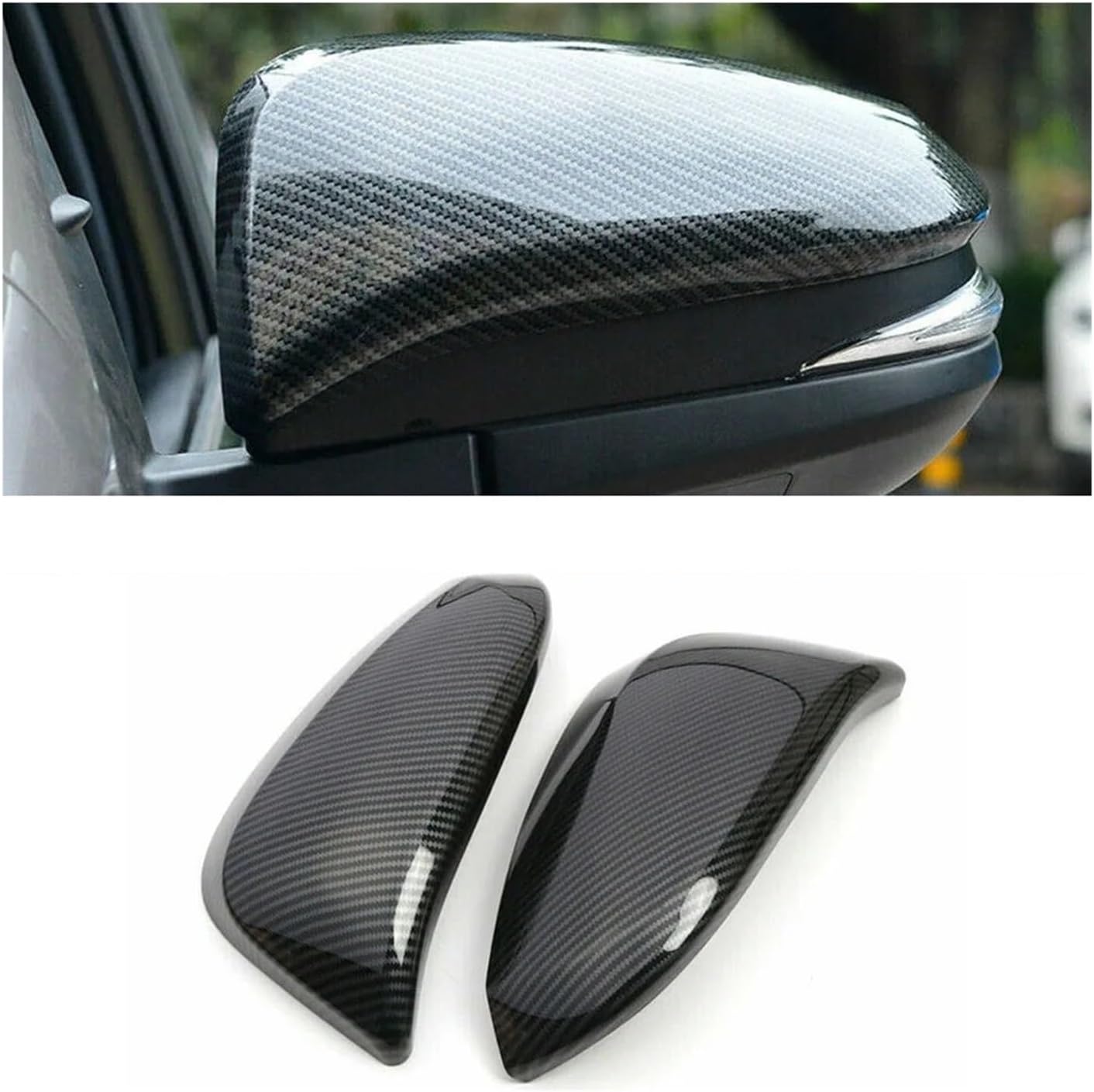 Cover Car Exterior Carbon Fiber Appearance Compatible with Toyota Highlander 2014-2019 Rearview Mirror (Gloss Black)