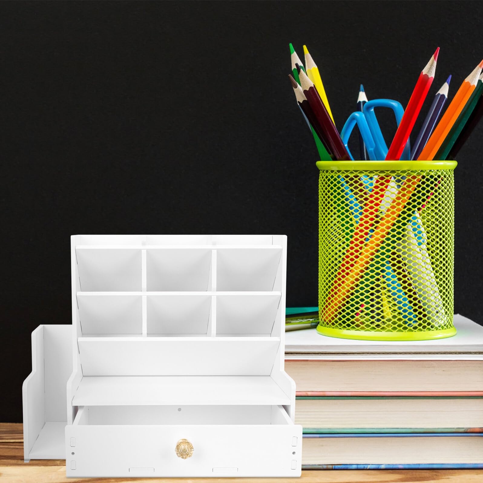 Porta Penne da Scrivania Multifunzione Organizer Multi-strato per Cancelleria Contenitore Versatile per Penne Matite e Telecomandi Design Semplice ed Elegante per Casa e Ufficio