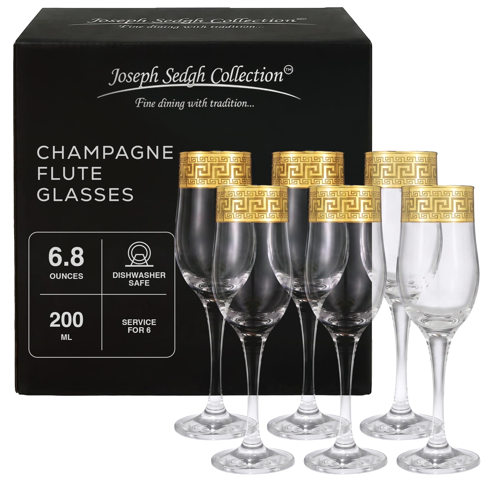 Copas de champán para cenas elegantes juego de 6 piezas redondas Joseph Sedgh