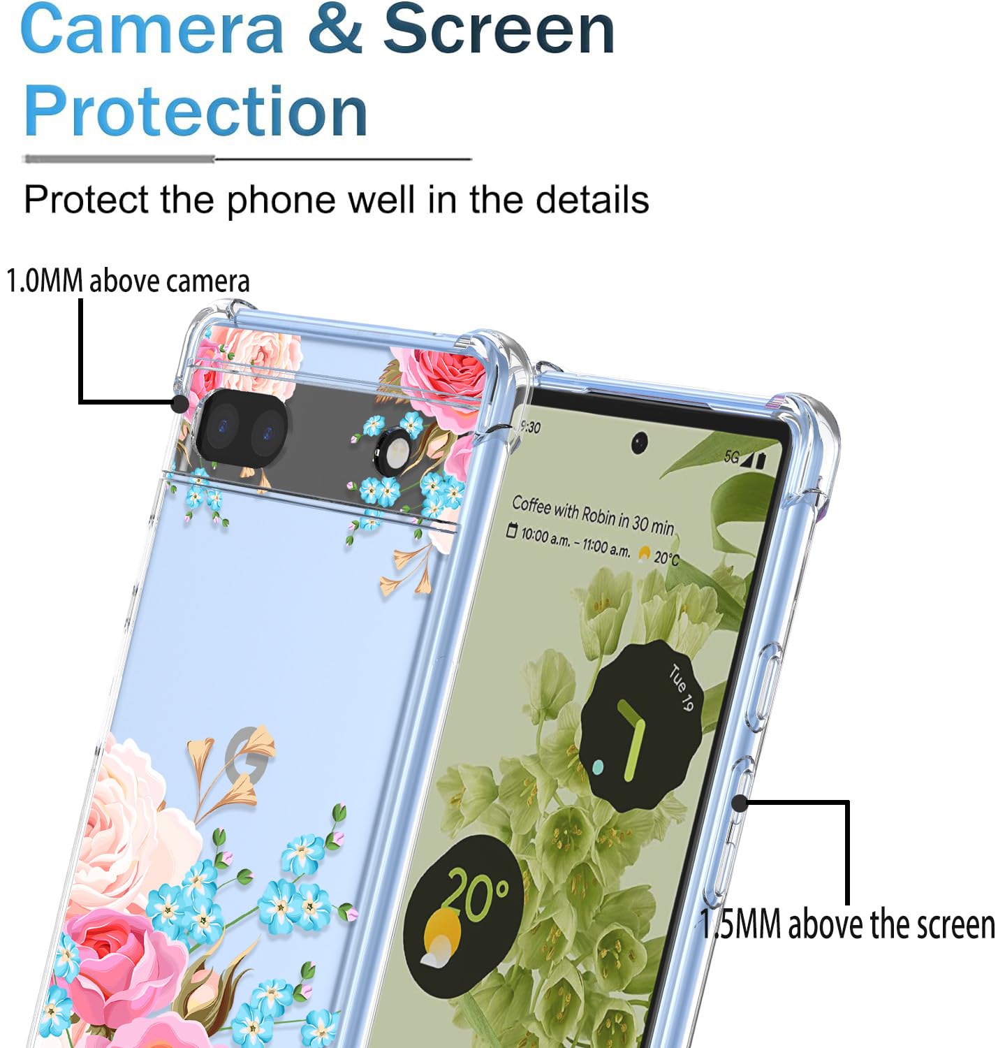 Funda Protectora Clip Funda Google Pixel 6A Completa - Cubierta Protectora Antigolpes Con Clip Cinturón - RWUTYTIUL Funda Protectora Clip Cinturón