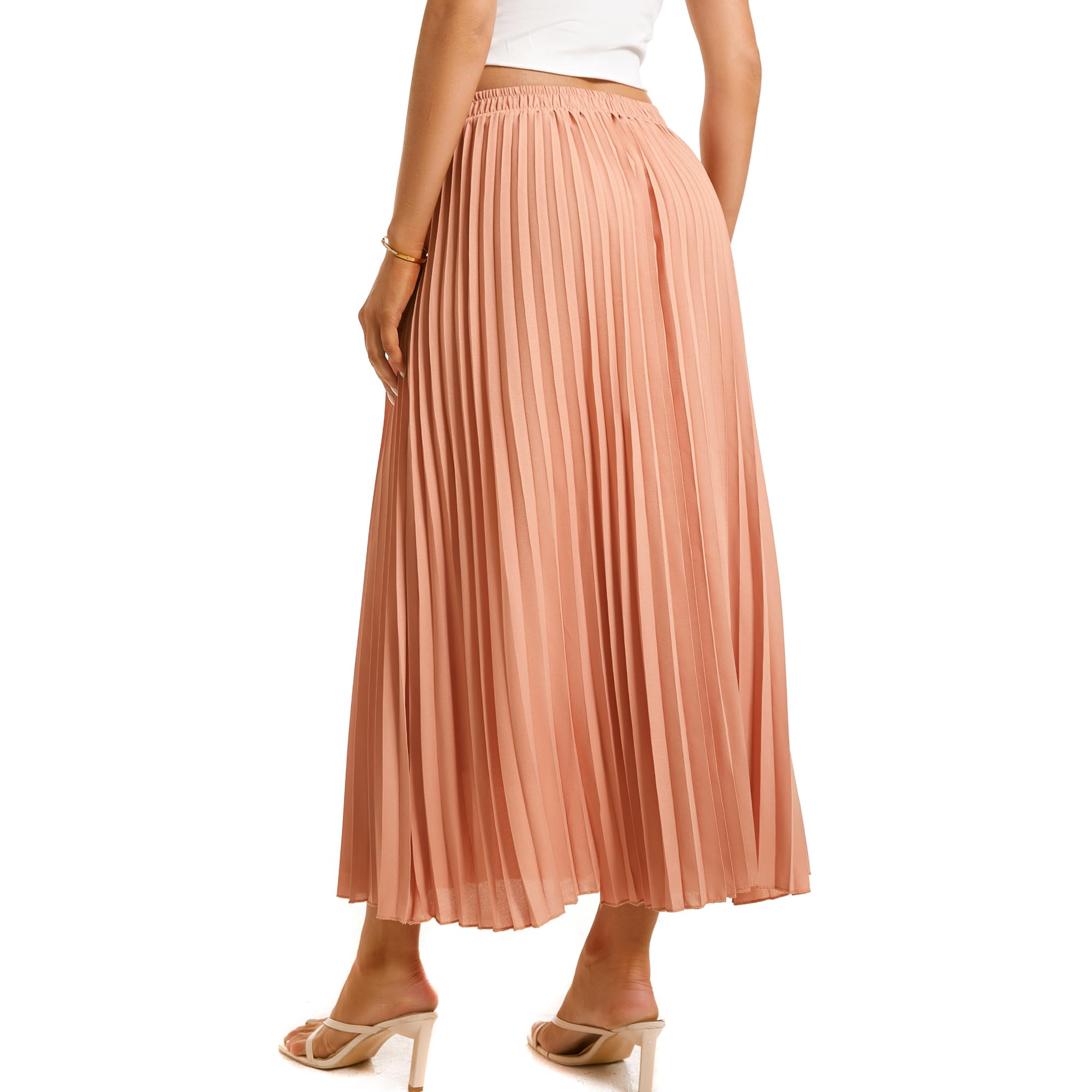 Jupe longue plissée élastique taille haute pour femme - Style bohème