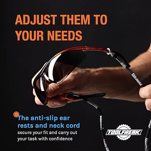 Miniatura 3 de ToolFreak Paquete de lentes de seguridad Agent de lentes de humo transparente y oscuro, clasificados a ANSI z87.1, incluye cordón para el cuello,