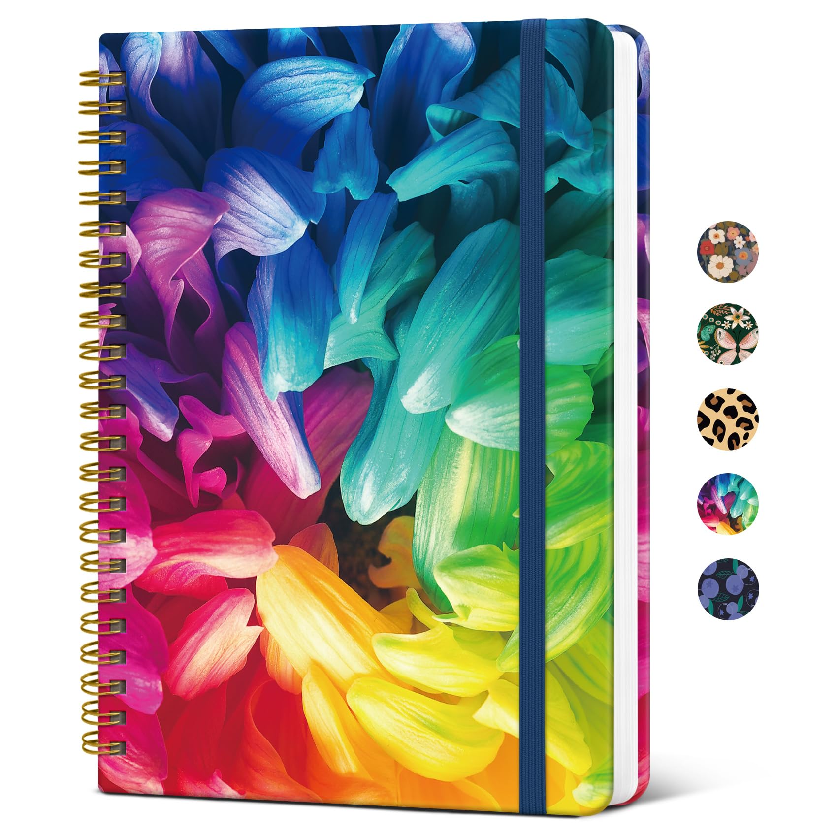 Journal à spirale A5 ligné de 140 pages avec couverture rigide Pétale vif pour notes