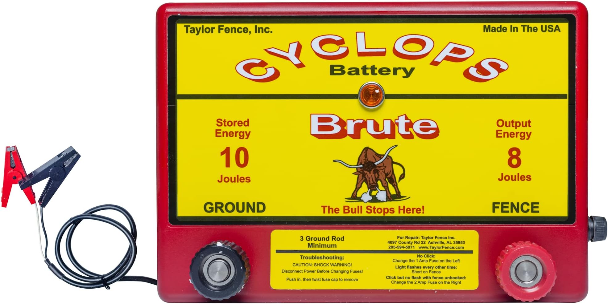 Cyclops Brute Battery - 8 Joule Fence Charger - Battery (12V) Powered