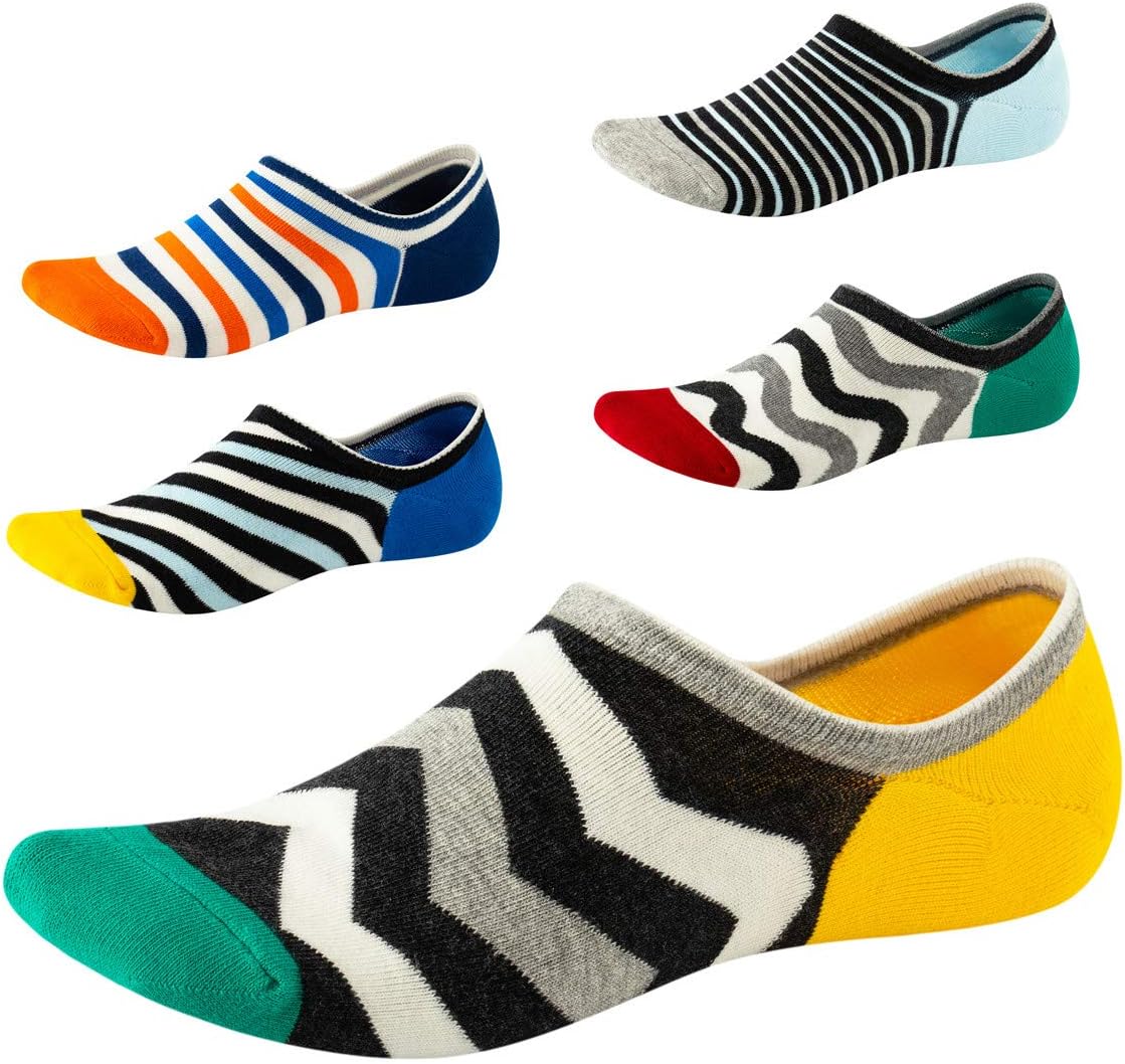 No Show Socks for Men&Women-Low Cut with Non Slip Grip-Invisible Socks for Boat Shoes Oxfords Loafers Sneakers Leather Shoes Size7-11 5 Pairs