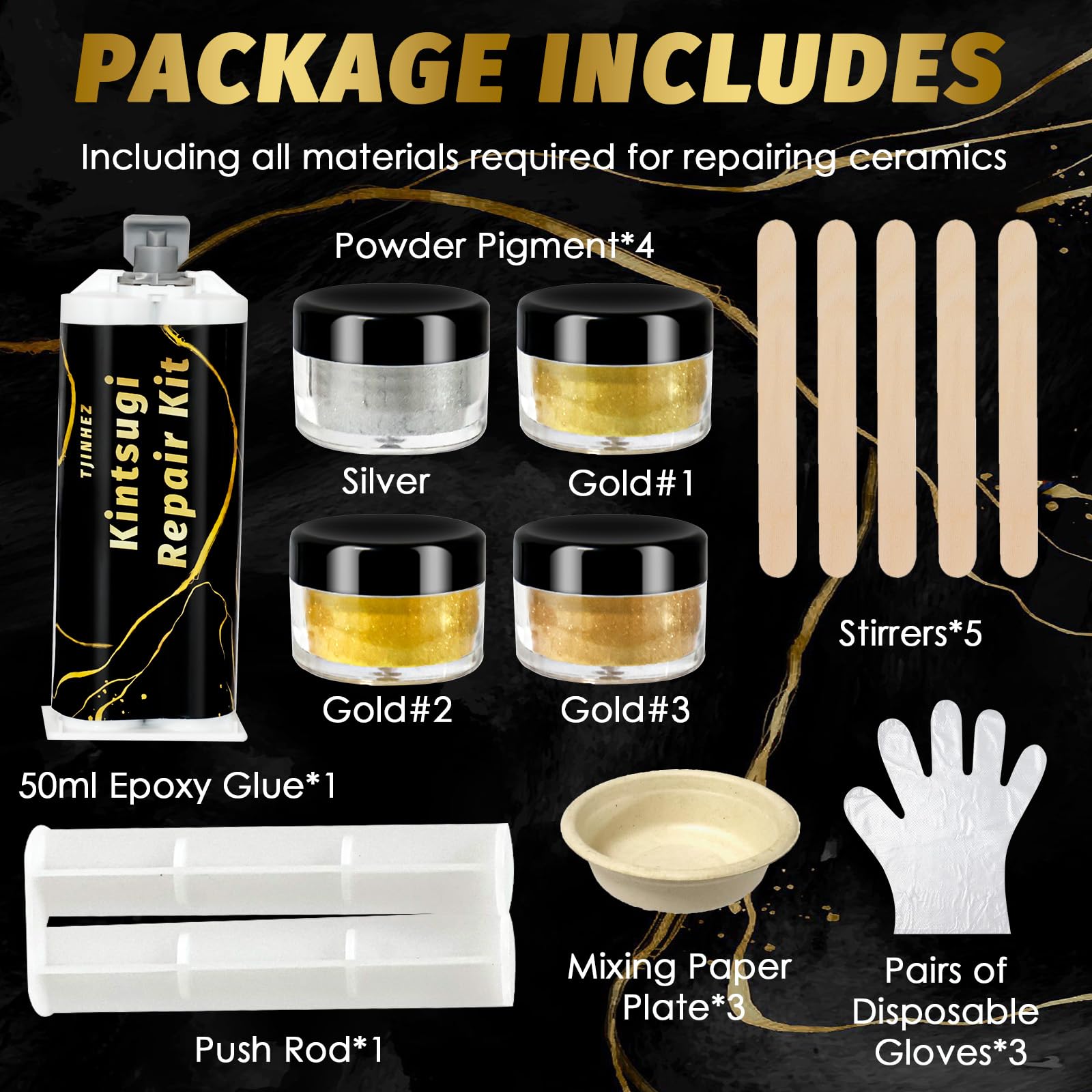Kintsugi Repair Kit - Gold Ceramic Repair -2