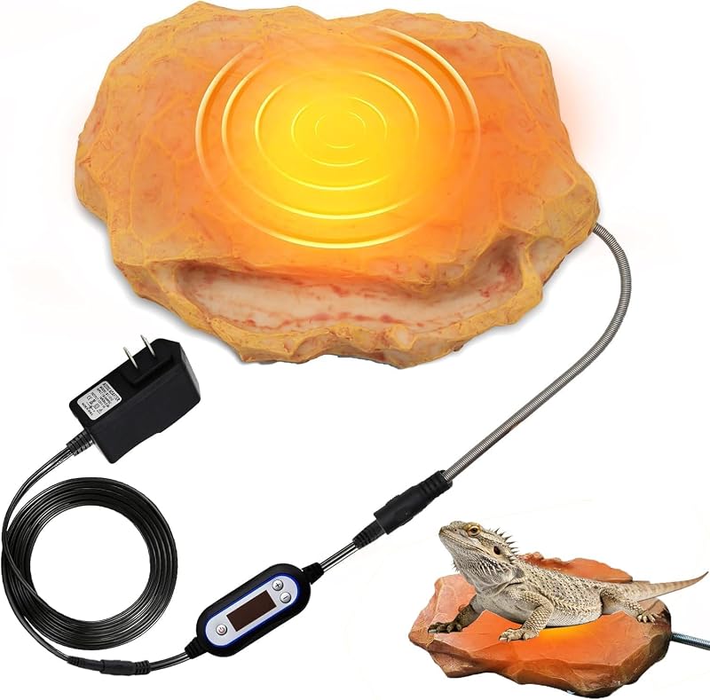 Pedra Térmica para Répteis com Controle de Temperatura e Comedouro MECESOR – 12 V, 5 W
