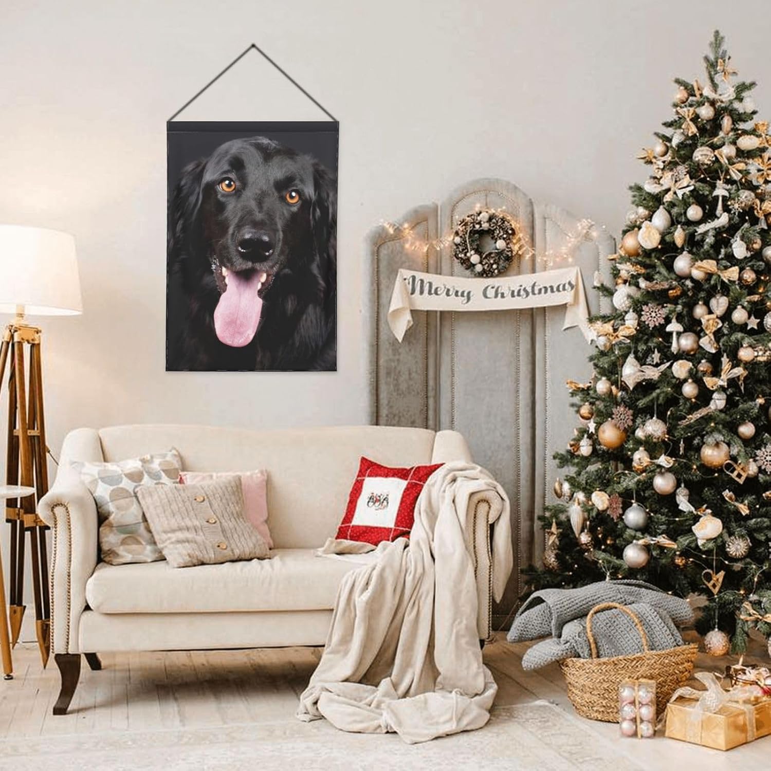 Flat Coated Retriever Outdoors Garden Flag Yard Decoration 28""X40"" Double Sided Holiday House Yard Flags Banners Outdoor Lawn Decorations, White