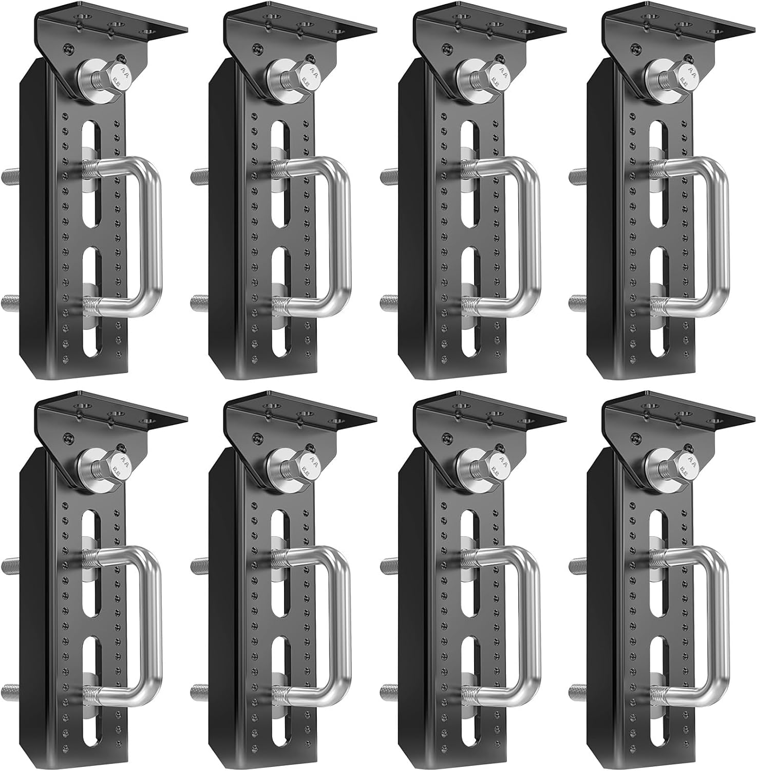 4 Pack 8" Boat Trailer Bunk Brackets , Heavy Duty Black Powder-Coated Steel | Swivel Top Bunk Bracket Kit for 1.5"x3", 2"x3", 3"x3" Crossmembers,Complete Hardware Kit for Boat/Pontoon/Jet Ski Trailers