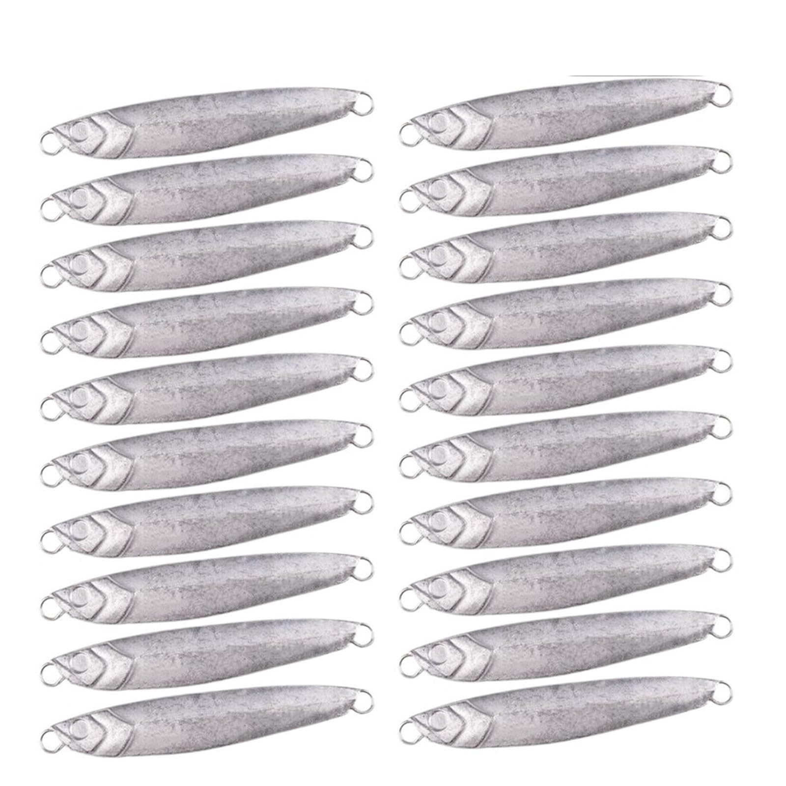 INEOUT 20 Pcs/lot Bricolage Non Peint Métal Coulé Jig Cuillère 7g-10g-14g-17g-21g-24g-30g-40g Blanc Coulée Gabarits Mer Bar Pêche Leurre Attirail