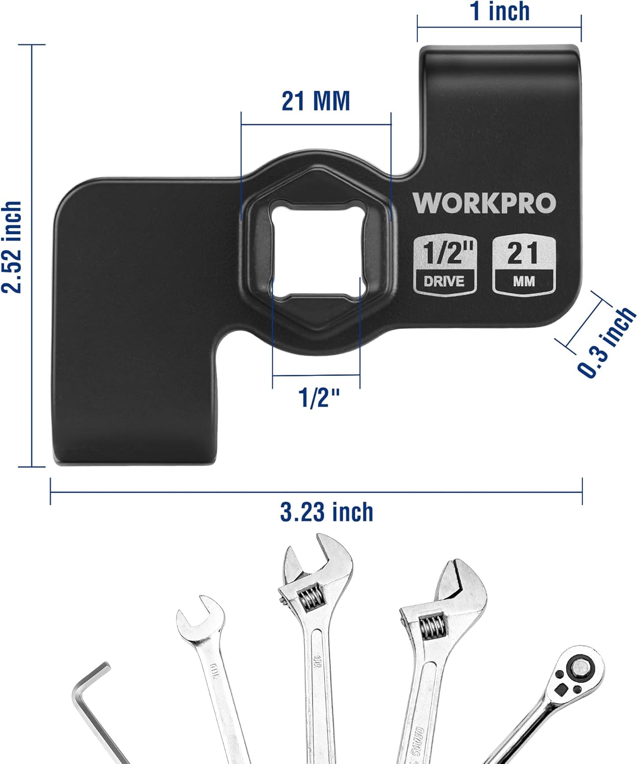 WORKPRO Wrench Extender Tool for 1/2 Inch or 21mm Hex Drive, Universal Wrench Extender Adapter to Leverage over Stubborn Nuts & Bolts, Ideal for Automotive Repair, Break Bars, DIY, Garages, Mechanic