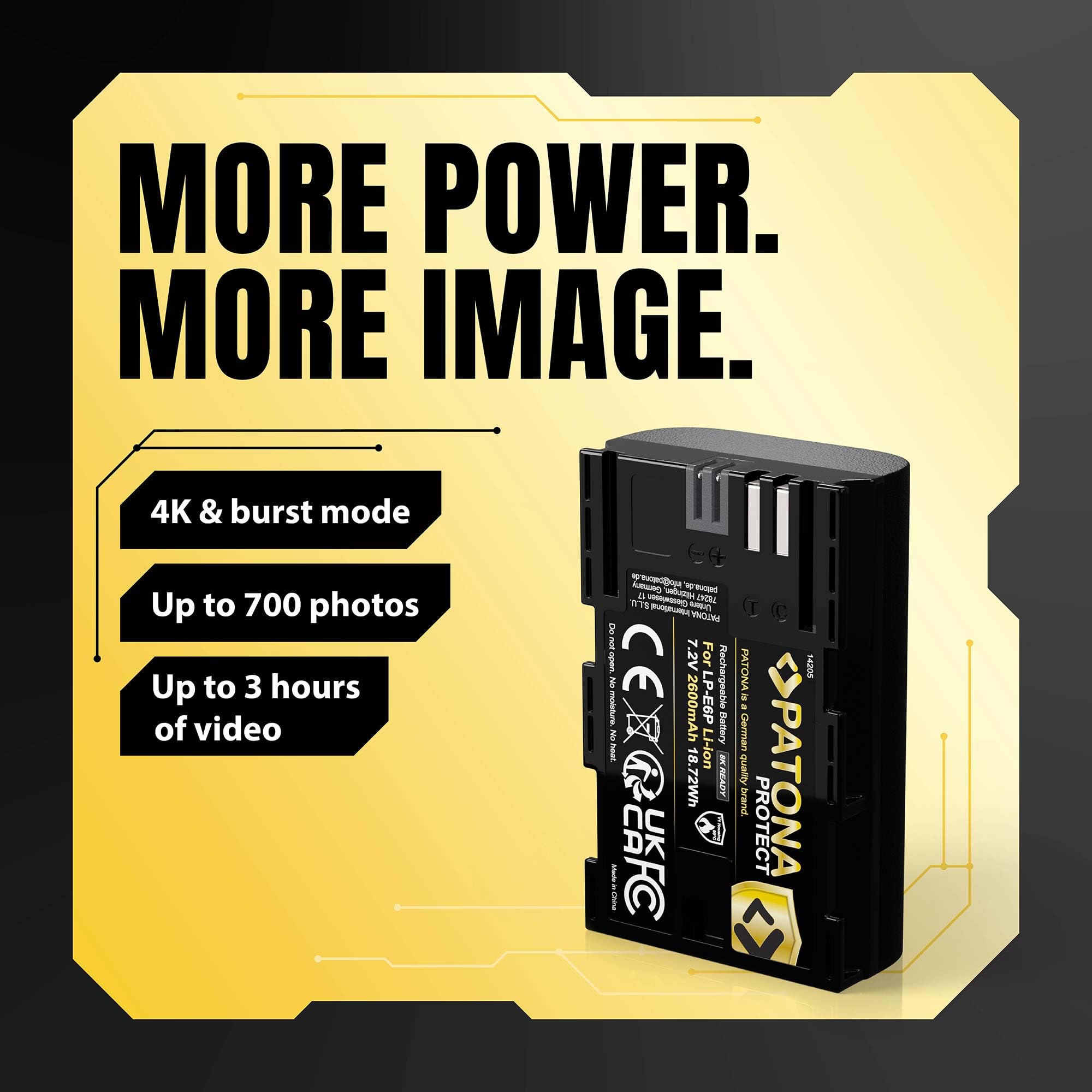PATONA 2X Protect Akumulator do Canon LP-E6P/E6NH/E6N 2600mAh 6A 8K-fähig