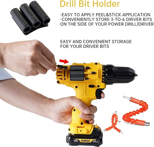 Miniatura 2 de CMY - Funda para herramientas para taladro Dewalt, paquete de 6, lleva hasta seis puntas de destornillador en el lateral de tu taladro eléctrico o