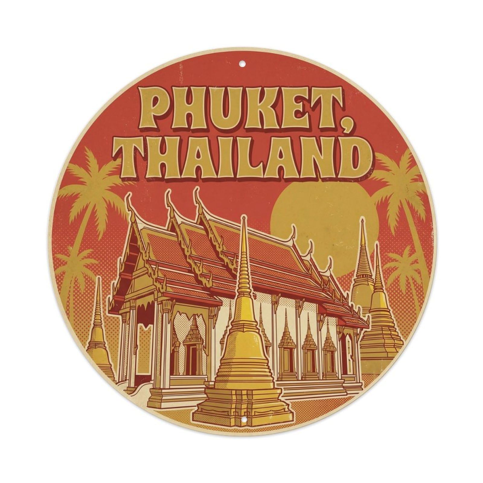Phuket Mongkol Nimit Temple Sacred Landmark Cultural Metal Tin Sign